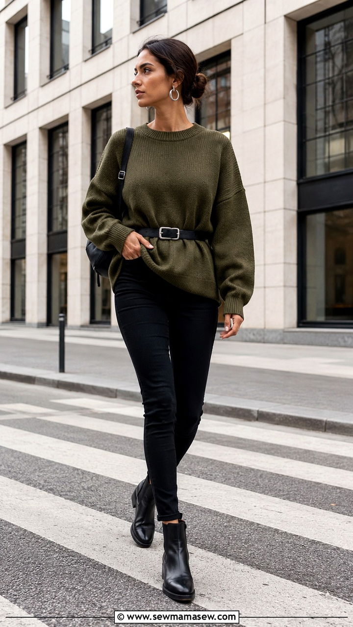 Boxy sweater with skinny jeans - 30 Skinny jeans outfit ideas with a sweater