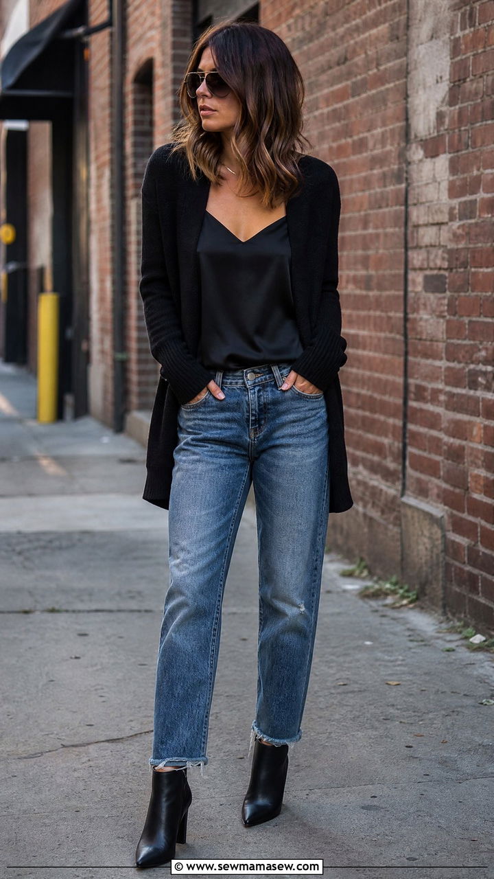 Boyfriend Jeans With Black Cardigan - 25 Boyfriend jeans outfit ideas with a cardigan