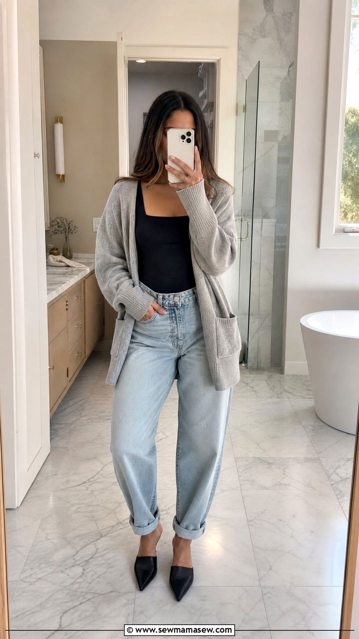 Boyfriend Jeans With Cardigan And Bodysuit - 25 Boyfriend jeans outfit ideas with a cardigan