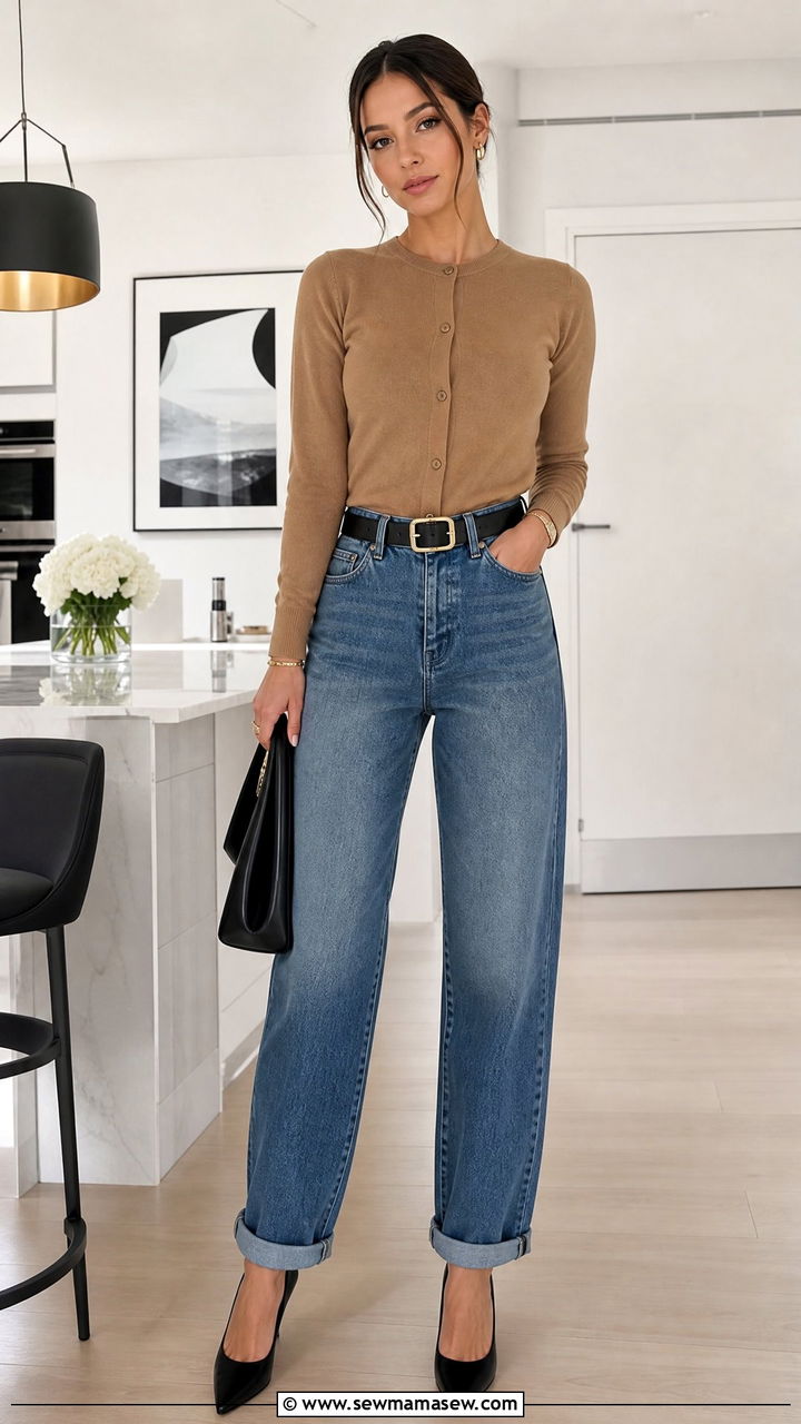 Boyfriend Jeans With Cardigan Worn As Top - 25 Boyfriend jeans outfit ideas with a cardigan