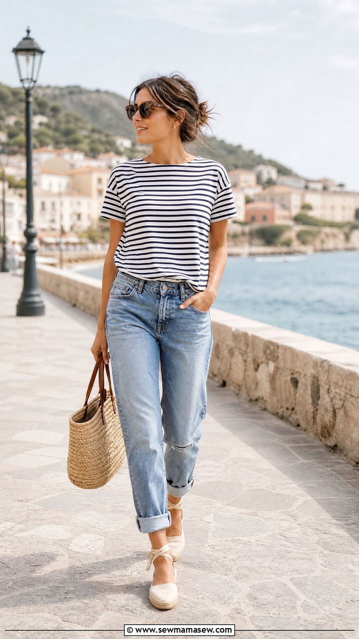 Boyfriend Jeans With Espadrille Flats And Striped Shirt - 25 Boyfriend jeans outfit ideas with flats