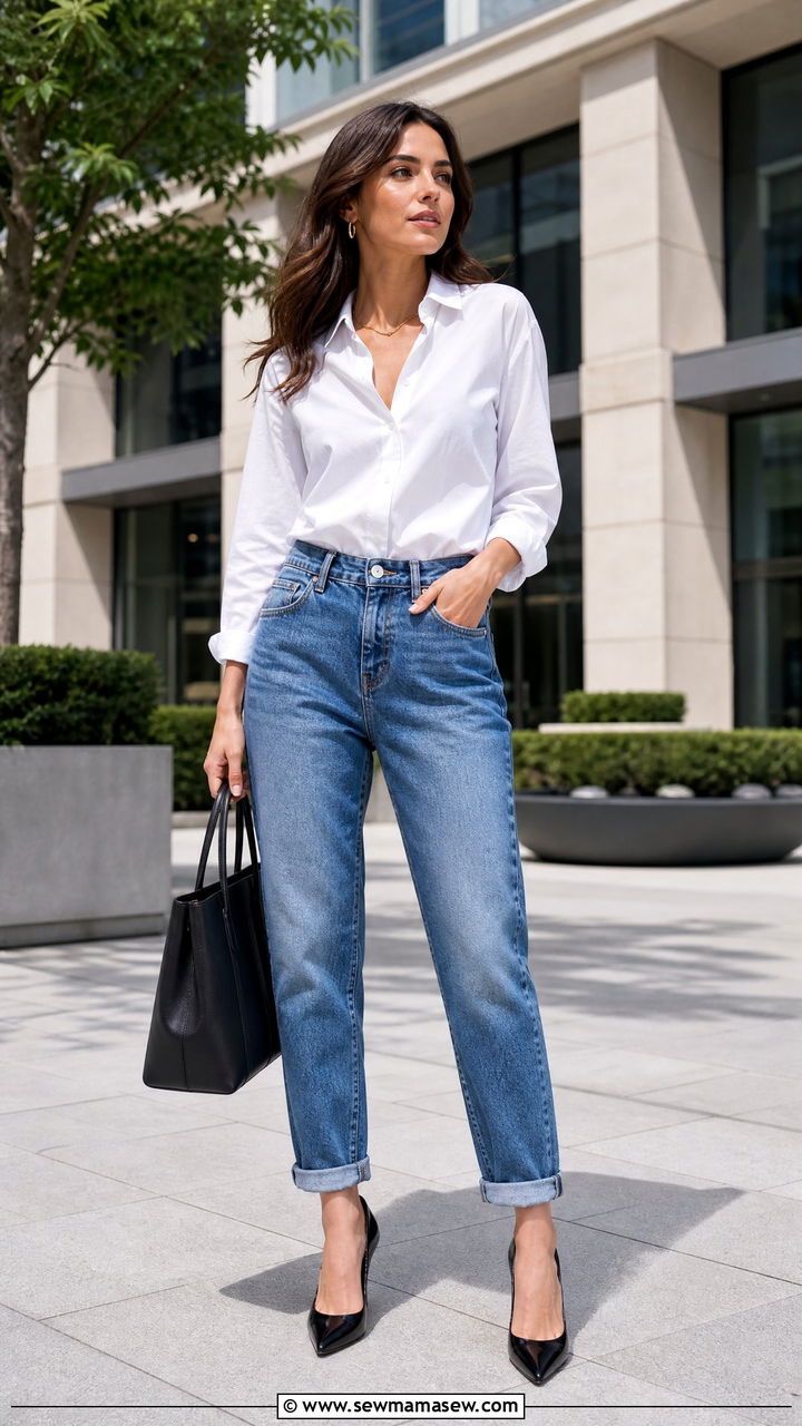 Boyfriend Jeans With Pointed Toe Pumps Outfit - 25 Boyfriend jeans outfit ideas with heels
