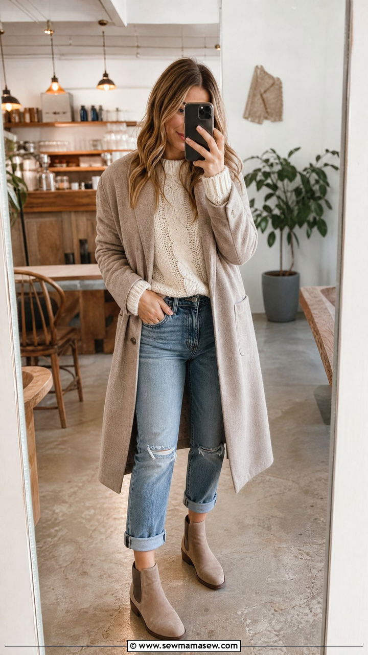 Boyfriend Jeans with Chelsea Boots and Chunky Knit - 25 Boyfriend jeans outfit ideas with boots