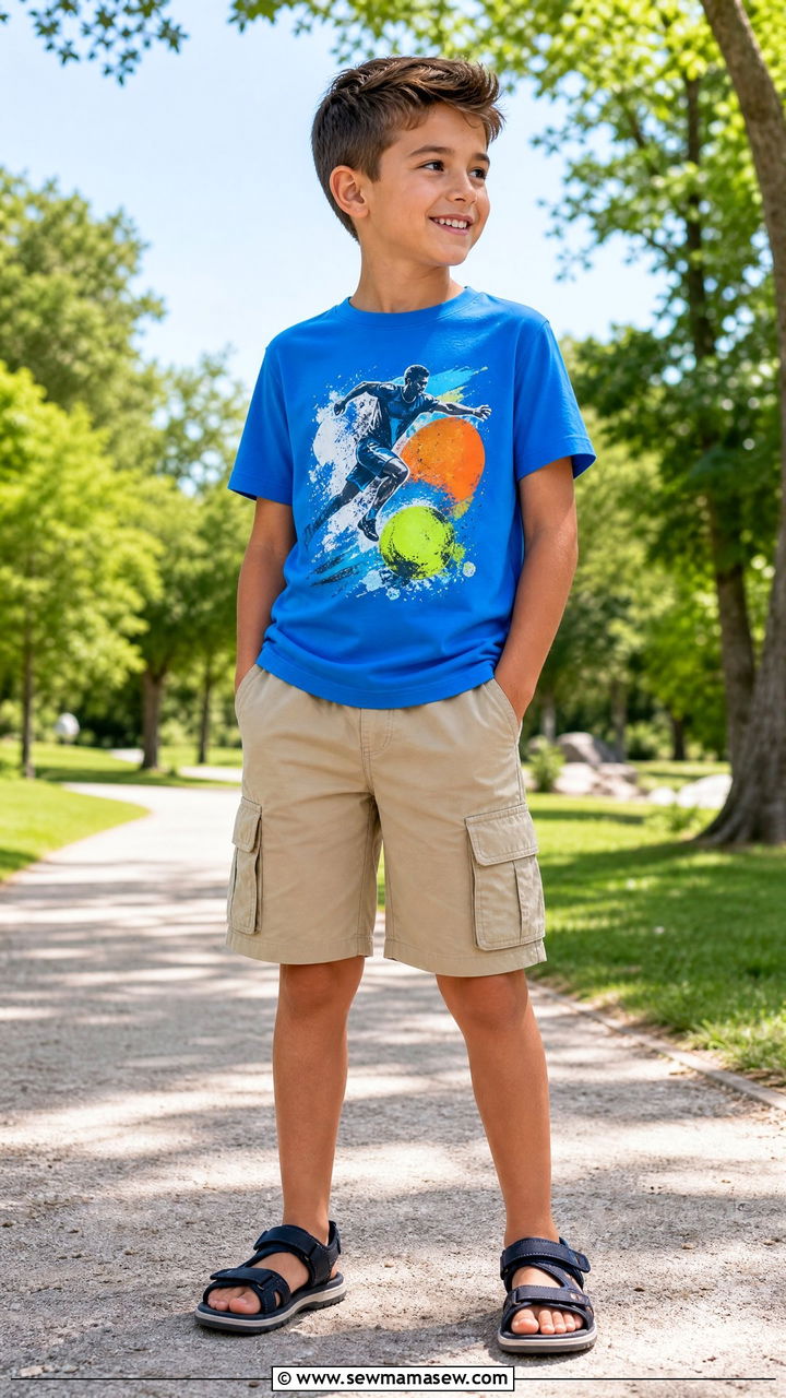 Boys Cargo Shorts and Graphic Tee Outfit - 25 Kindergarten outfit ideas