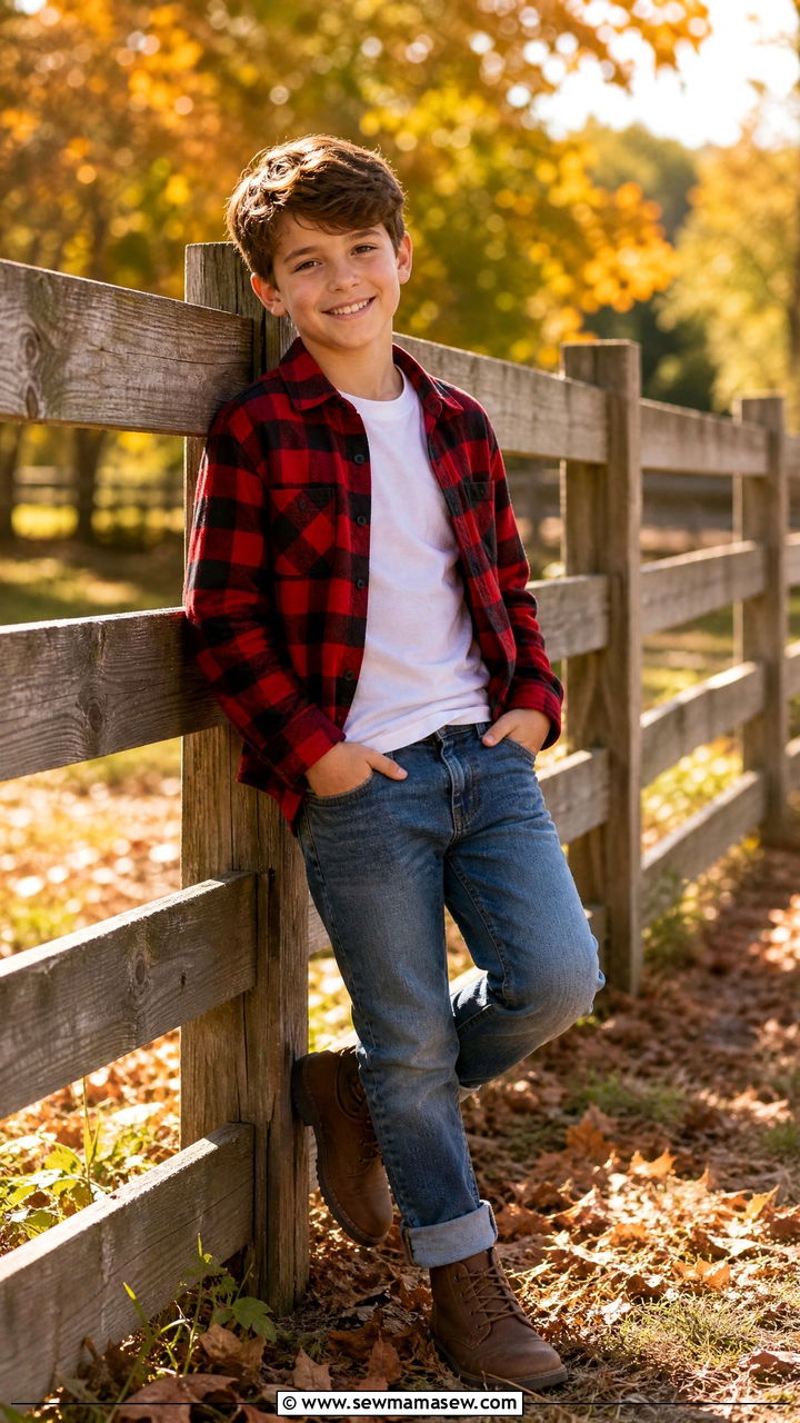 Boys Flannel Shirt and Jeans Outfit - 25 Kindergarten outfit ideas