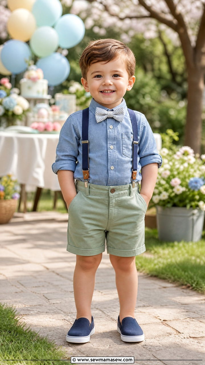 Boys Suspenders Bow Tie Birthday Outfit - 30 Kids birthday outfit ideas