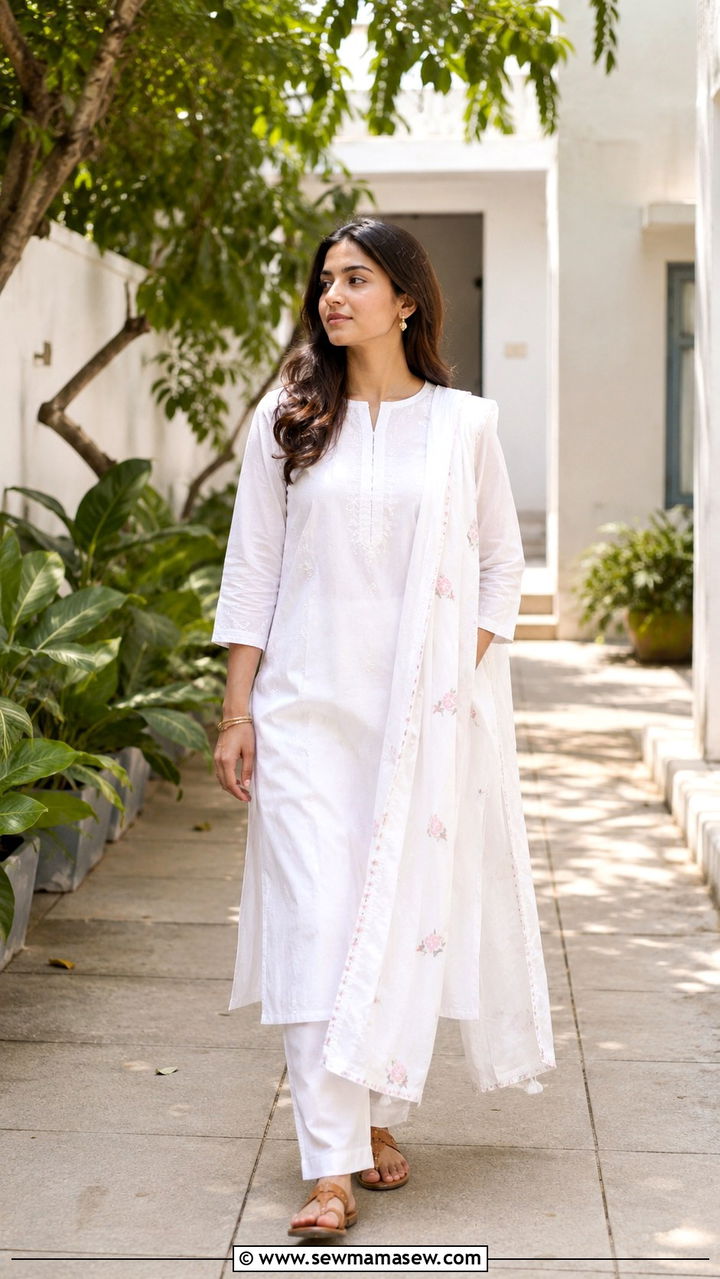 Breathable Cotton Kurta With Straight Pants - 20 Summer outfits for 45 degree weather