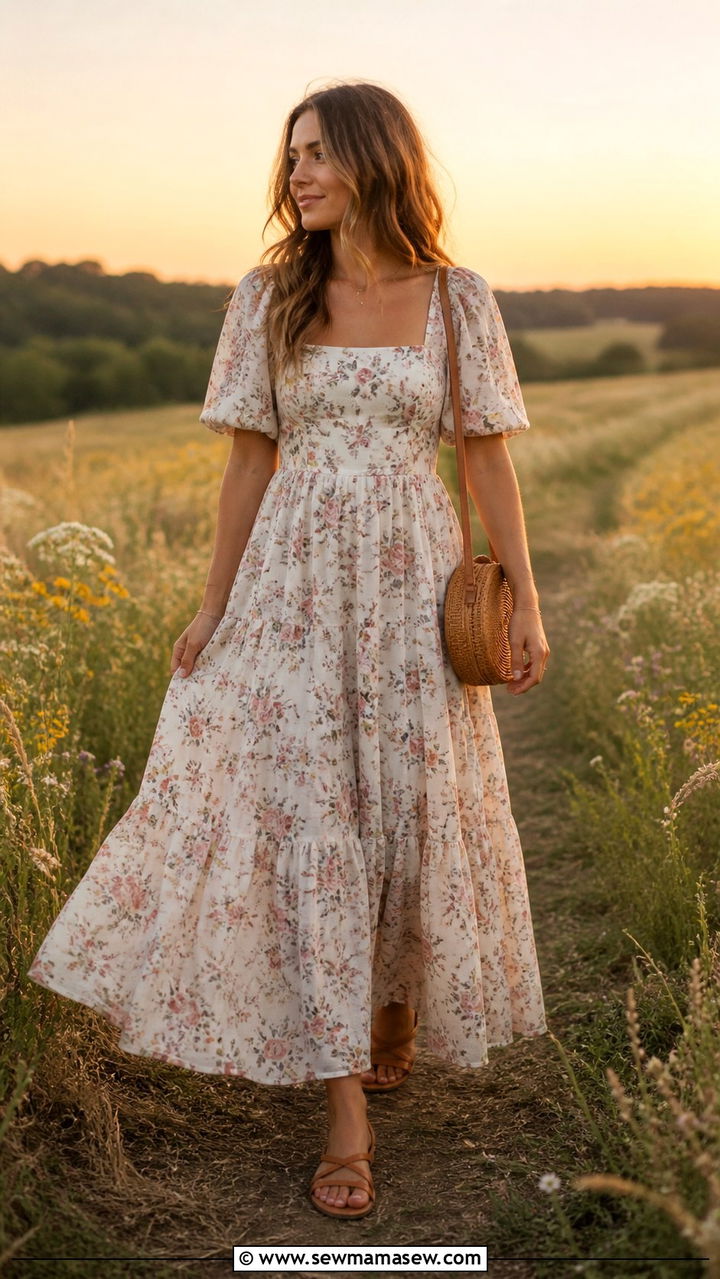 Breezy Maxi Dress With Flat Sandals - 40 Spring wardrobe ideas