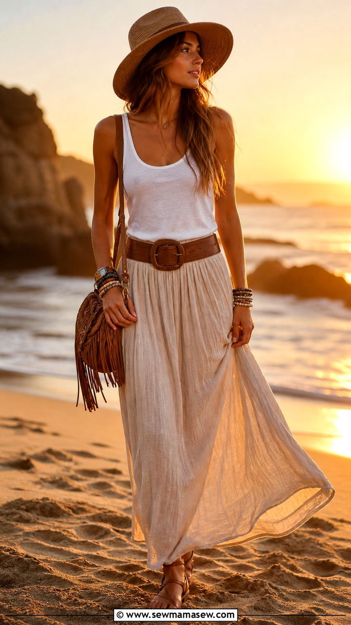 Breezy Maxi Skirt and Tank Top Outfit - 40 Chic summer outfit ideas 2026