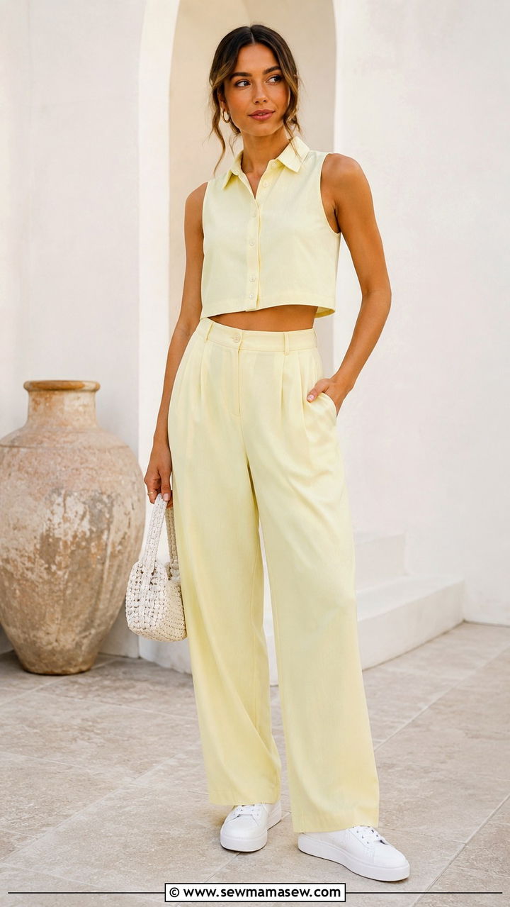 Breezy matching two piece set with sneakers - 30 Heat wave outfit ideas