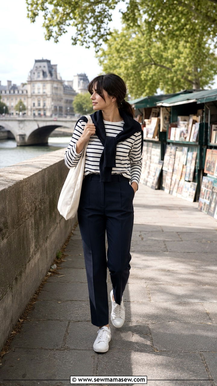 Breton Stripe Top Outfit for Petite Paris Travel - 25 Petite outfit ideas for Paris