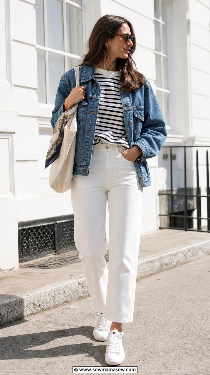 Breton Top With Linen Trousers - 25 French girl outfit ideas with a Breton top