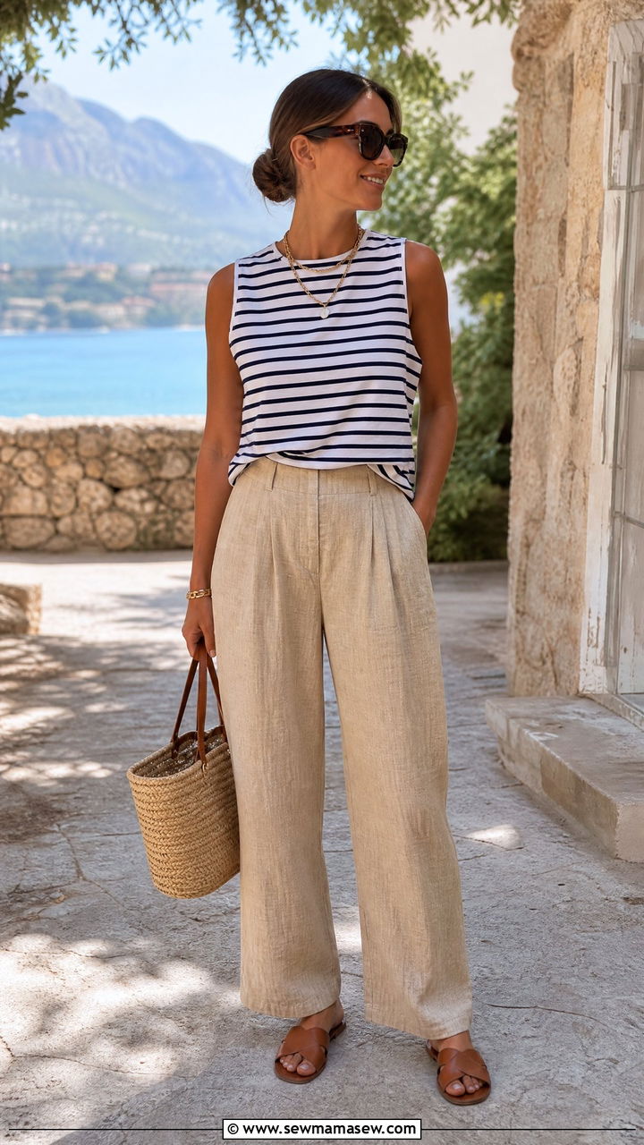 Breton Top With Overalls - 25 French girl outfit ideas with a Breton top