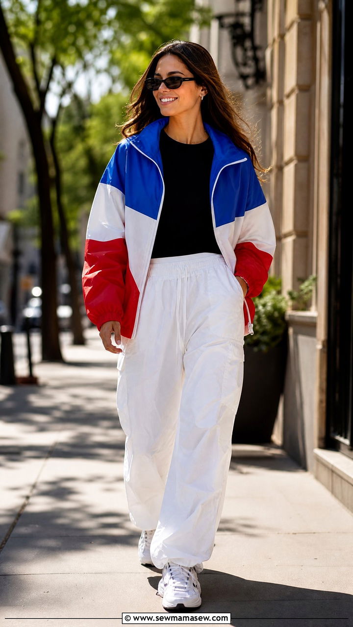Bright Color Blocked Windbreaker and Parachute Pants - 25 Gorpcore outfit ideas 2026