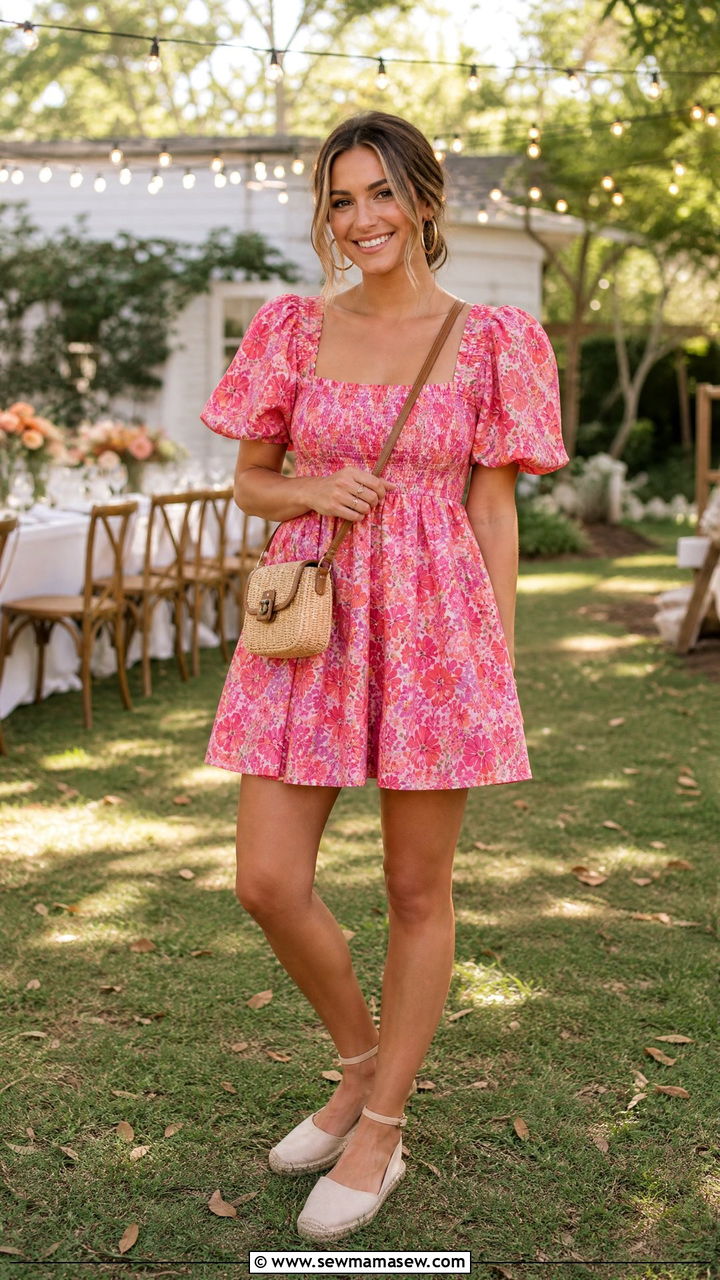 Bright Floral Mini Dress Wedding Guest Summer - 30 classy summer wedding guest outfit ideas