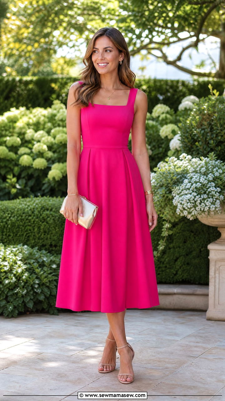 Bright Fuchsia Dress Garden Wedding Guest Look - 30 Garden attire wedding guest outfit ideas