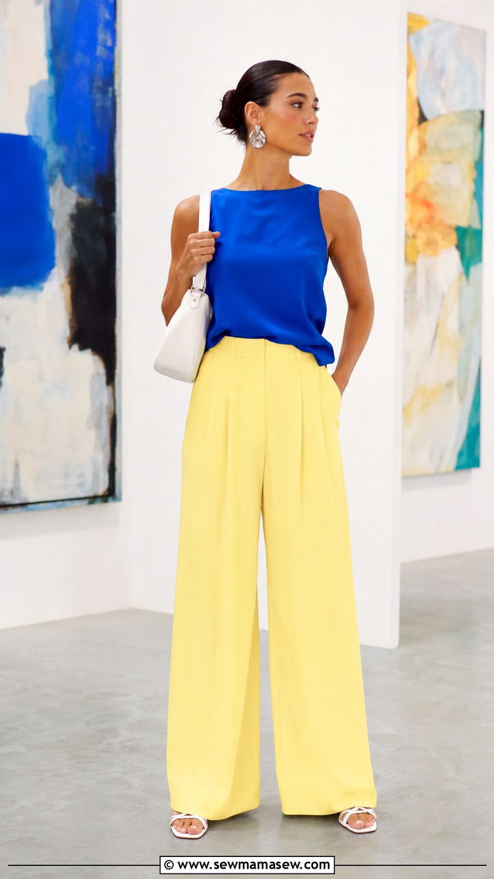 Bright color block set with minimal accessories - 30 July outfit ideas 2026