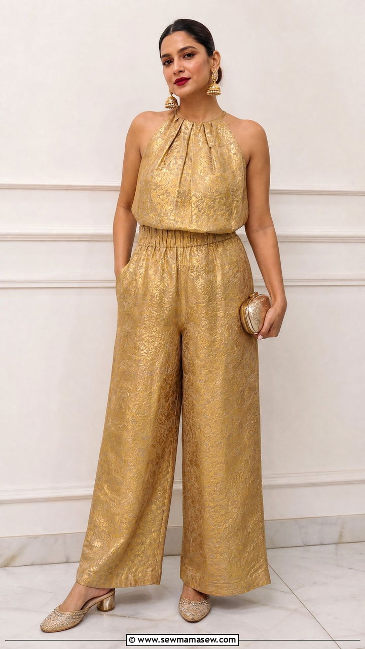Brocade Jumpsuit Holi Outfit - 25 Holi outfit ideas