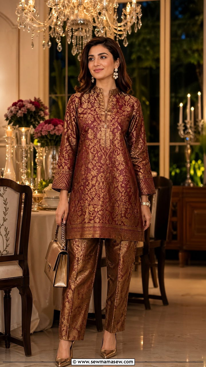 Brocade Kurta Set For Diwali Celebration - 35 Diwali outfit ideas for women