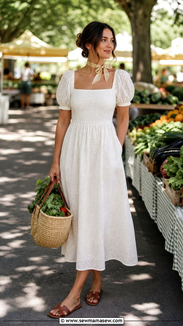 Broderie anglaise dress and basket bag Savannah outfit - 40 What to wear in Savannah