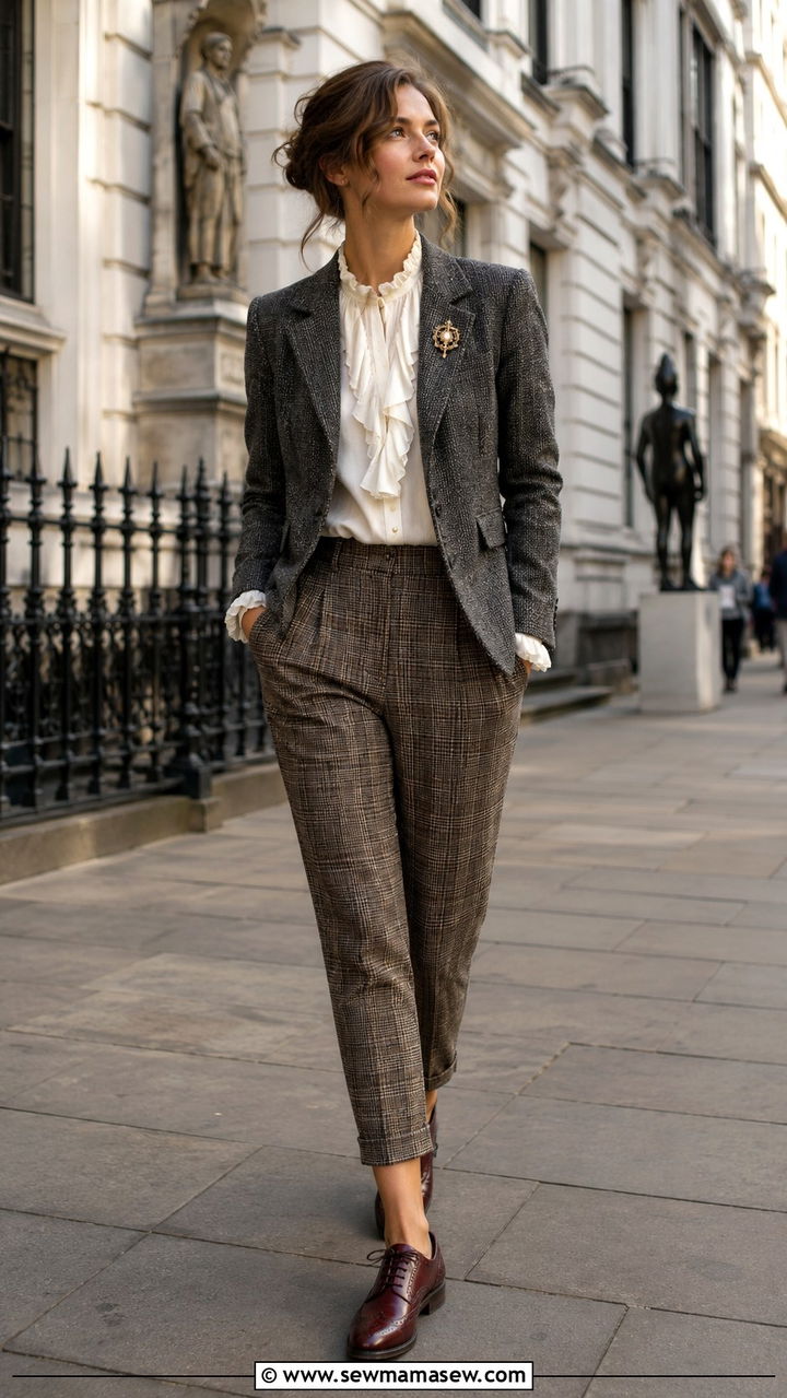 Brogues with Cropped Trousers and Blazer - 30 Romantic academia outfit ideas