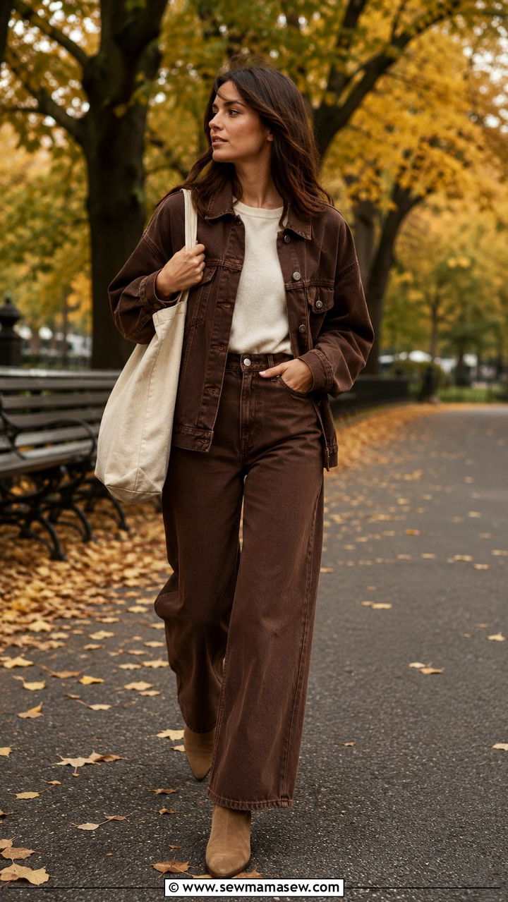 Brown Denim Monochrome Outfit - 30 casual outfits to copy