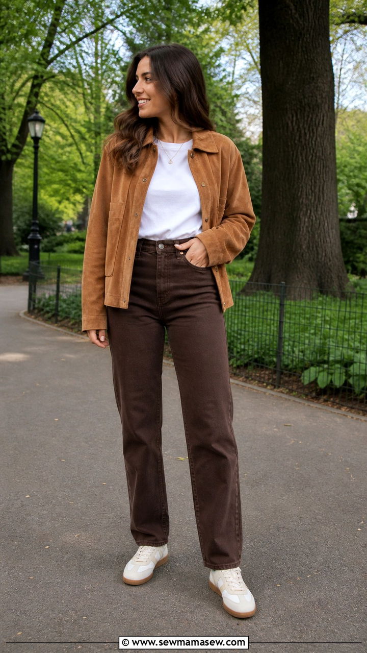 Brown Jeans with White Tee Outfit - 40 Brown outfit ideas