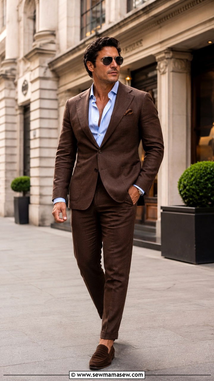 Brown Suit Open Collar - 20 Quiet luxury outfit ideas Succession Kendall