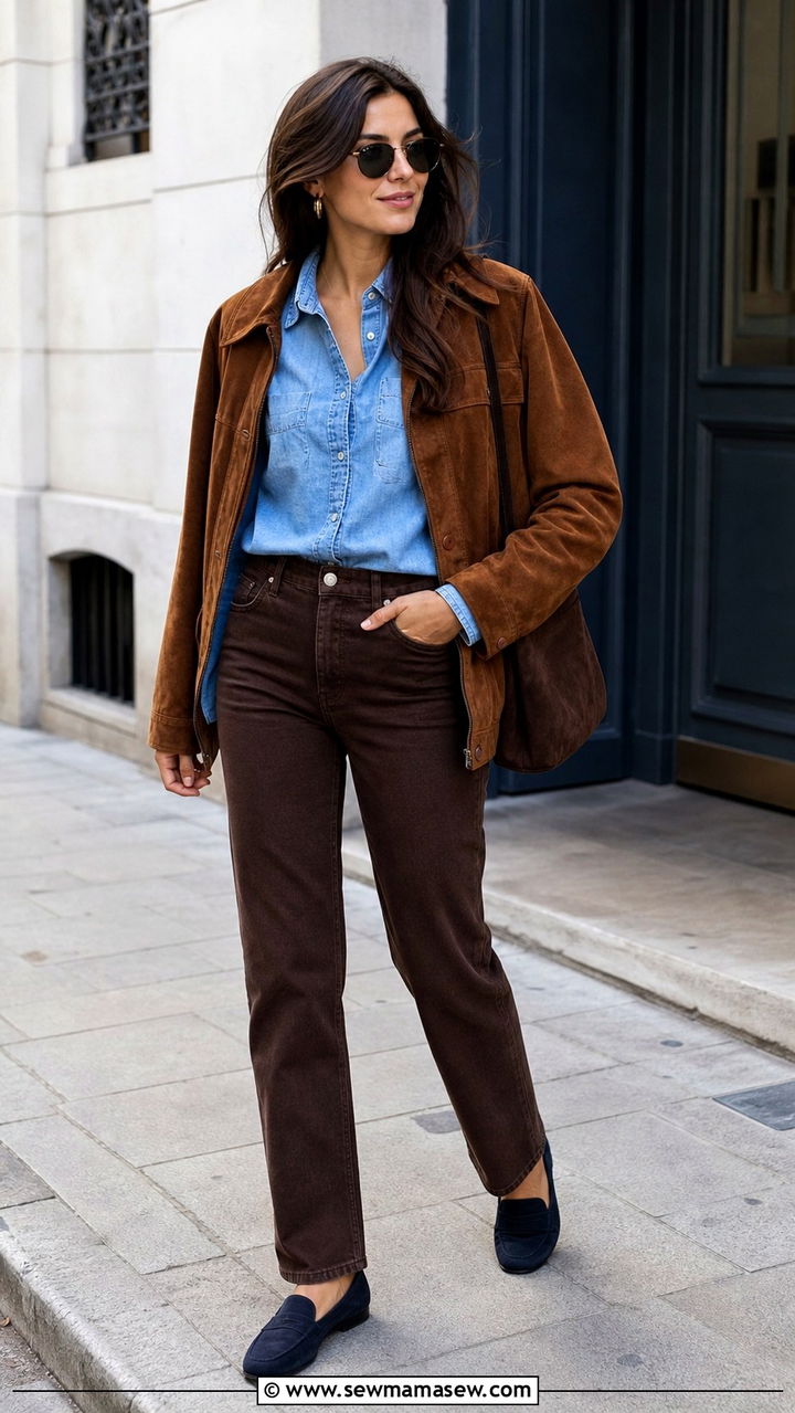 Brown and Blue Outfit - 40 Brown outfit ideas