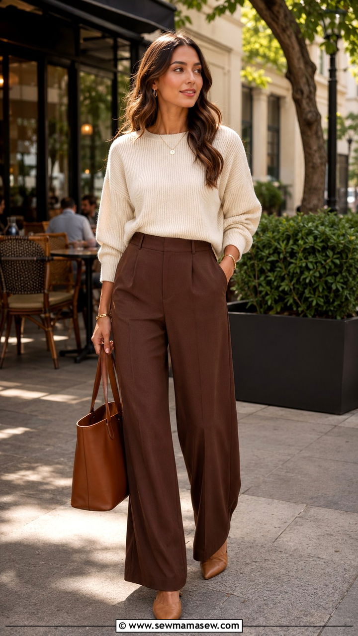 Brown and Cream Two Tone Matching Set Outfit - 20 Matching set outfit ideas 2026