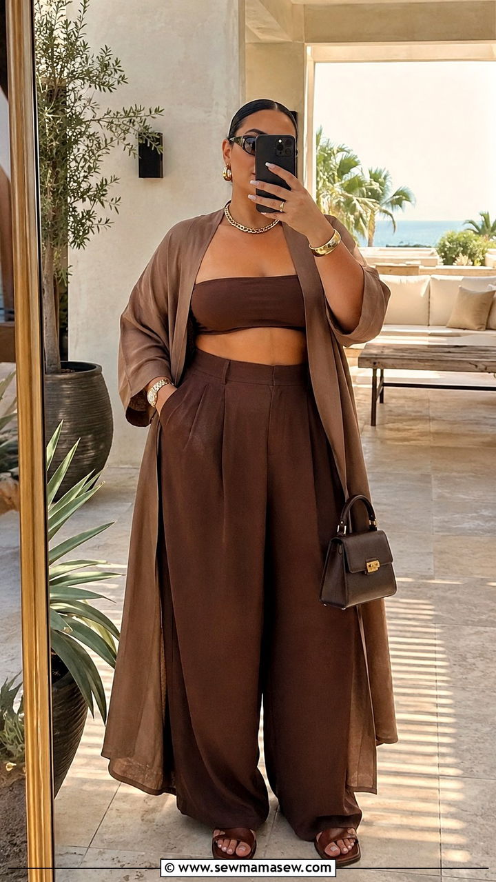 Brown tonal resort outfit - 30 Vacation outfits for midsize women
