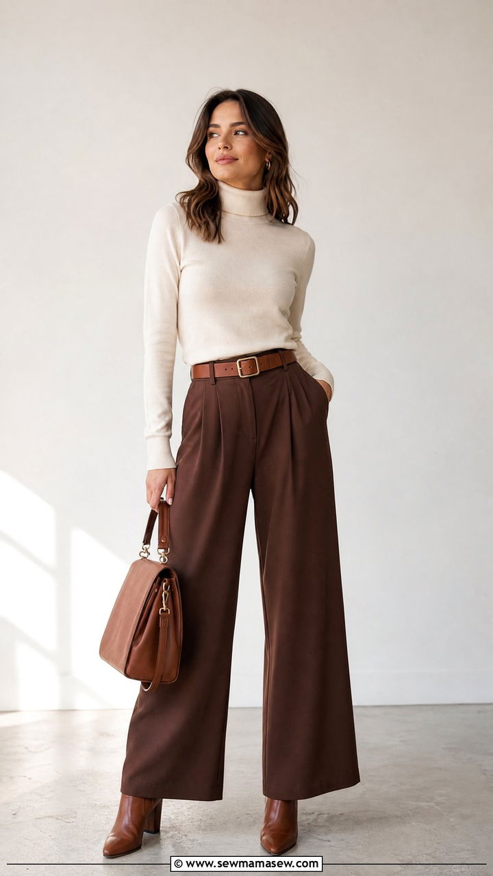Brown wide leg pants business casual - 25 Business casual outfits with wide leg pants