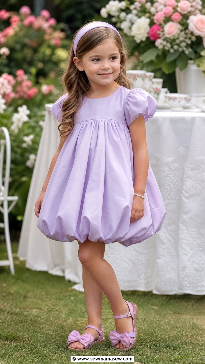 Bubble Dress with Bow Sandals - 30 Summer outfits for little girls