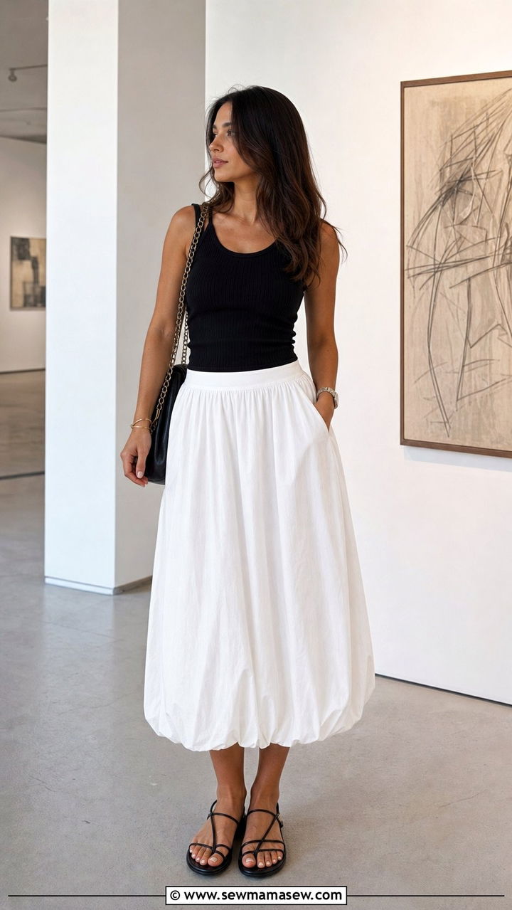 Bubble Hem Skirt With Fitted Tank Spring - 25 spring outfit ideas trends