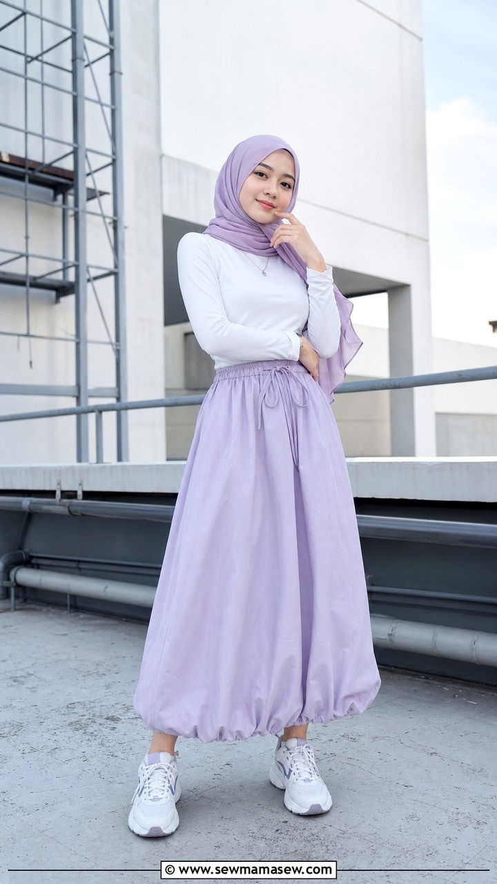 Bubble Skirt With Simple Tee Outfit - 25 spring outfits for hijab women