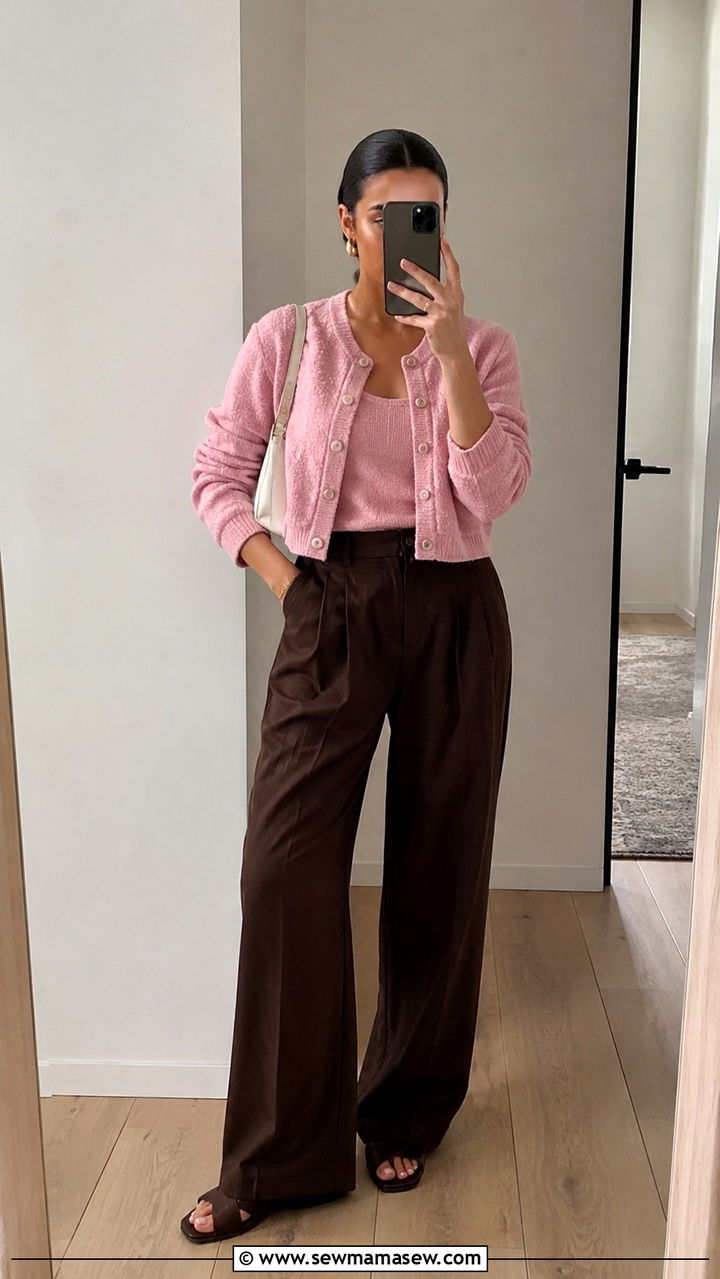 Bubblegum Pink And Espresso Brown Outfit - 20 Spring 2026 color trends