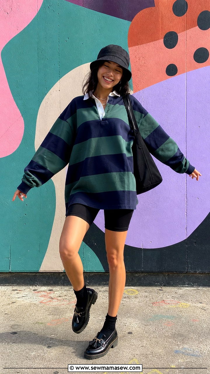 Bucket Hat With Oversized Polo Shirt Dress - 40 Music festival outfit ideas