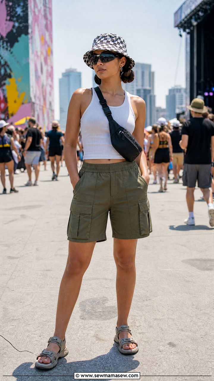 Bucket Hat and Cargo Shorts Festival Outfit - 30 Festival outfit ideas summer