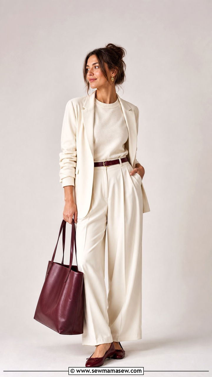 Burgundy Accessories Pop of Color Outfit - 35 Burgundy outfit ideas