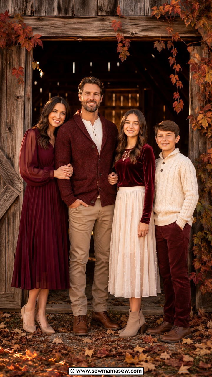 Burgundy And Ivory Fall Family Photo Outfits - 20 Pinterest family photo outfits