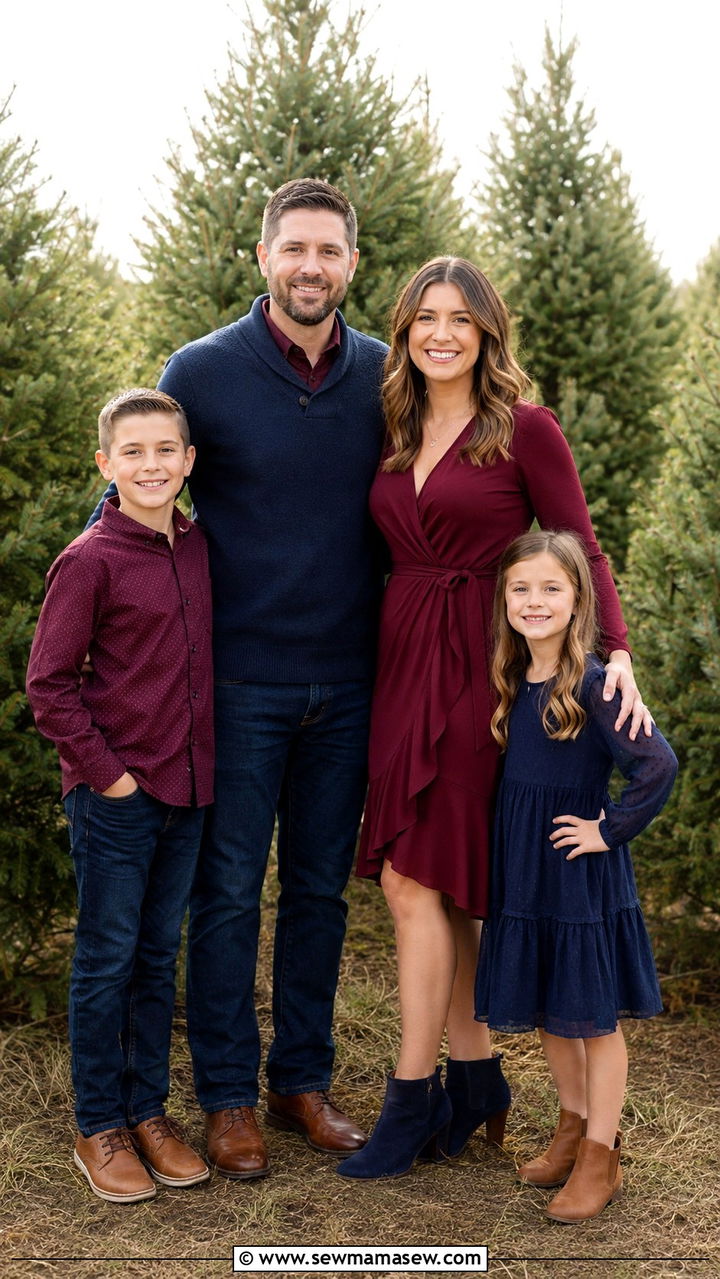 Burgundy And Navy Family Photo Outfits - 30 casual family photo outfits