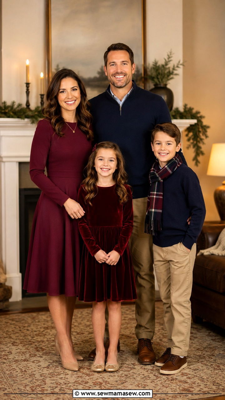 Burgundy And Navy Family Portrait Outfits - 30 classy family photo outfits