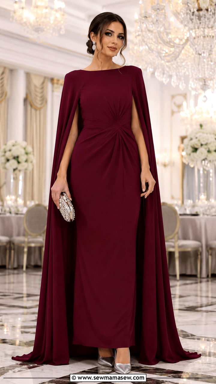 Burgundy Cape Dress Wedding Guest - 20 Wedding guest outfit ideas burgundy dress 2026