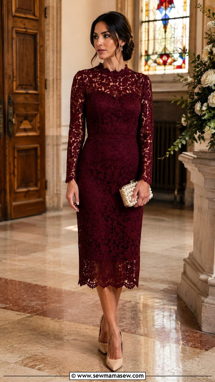 Burgundy Lace Dress Wedding Guest - 20 Wedding guest outfit ideas burgundy dress 2026