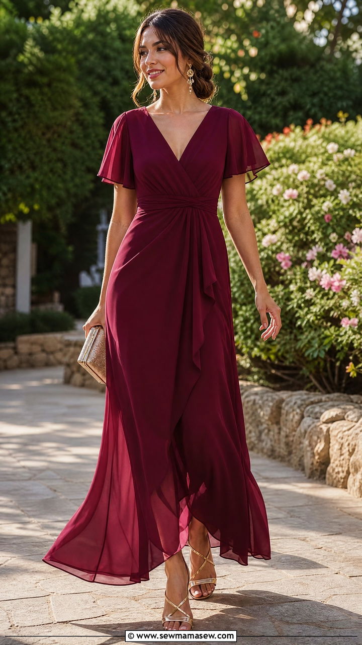 Burgundy Maxi Dress for Summer Wedding - 30 Summer outfits in burgundy