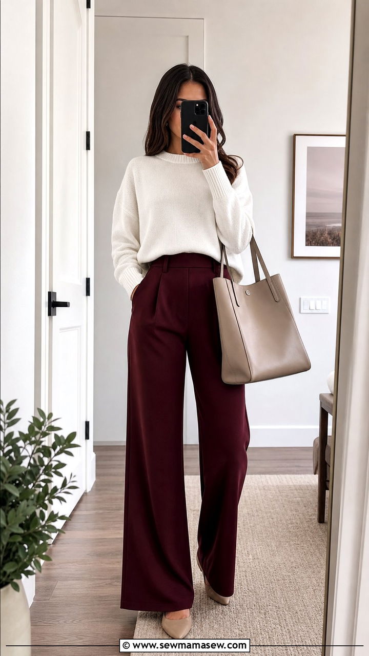 Burgundy Pants Outfit - 35 Burgundy outfit ideas