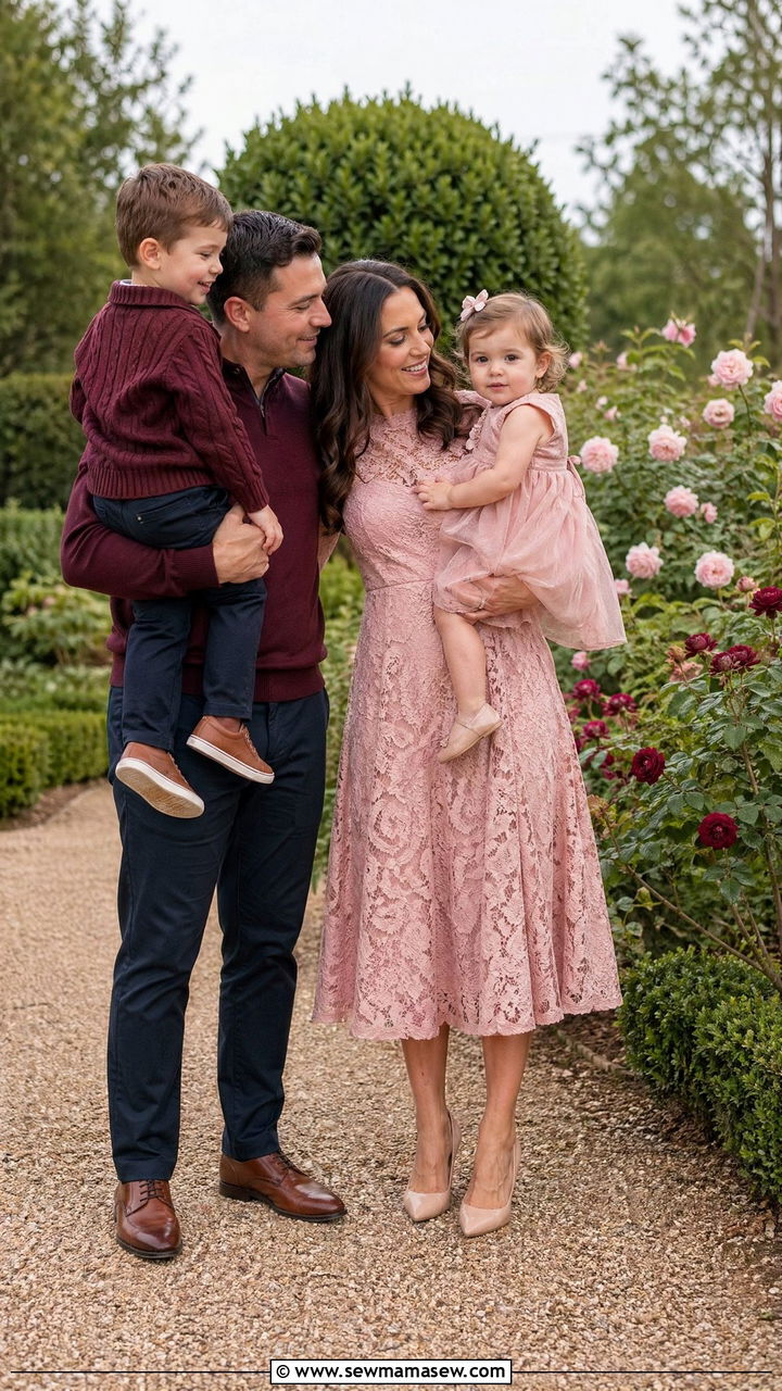 Burgundy and Blush Family Photo Outfits - 35 family photo outfits