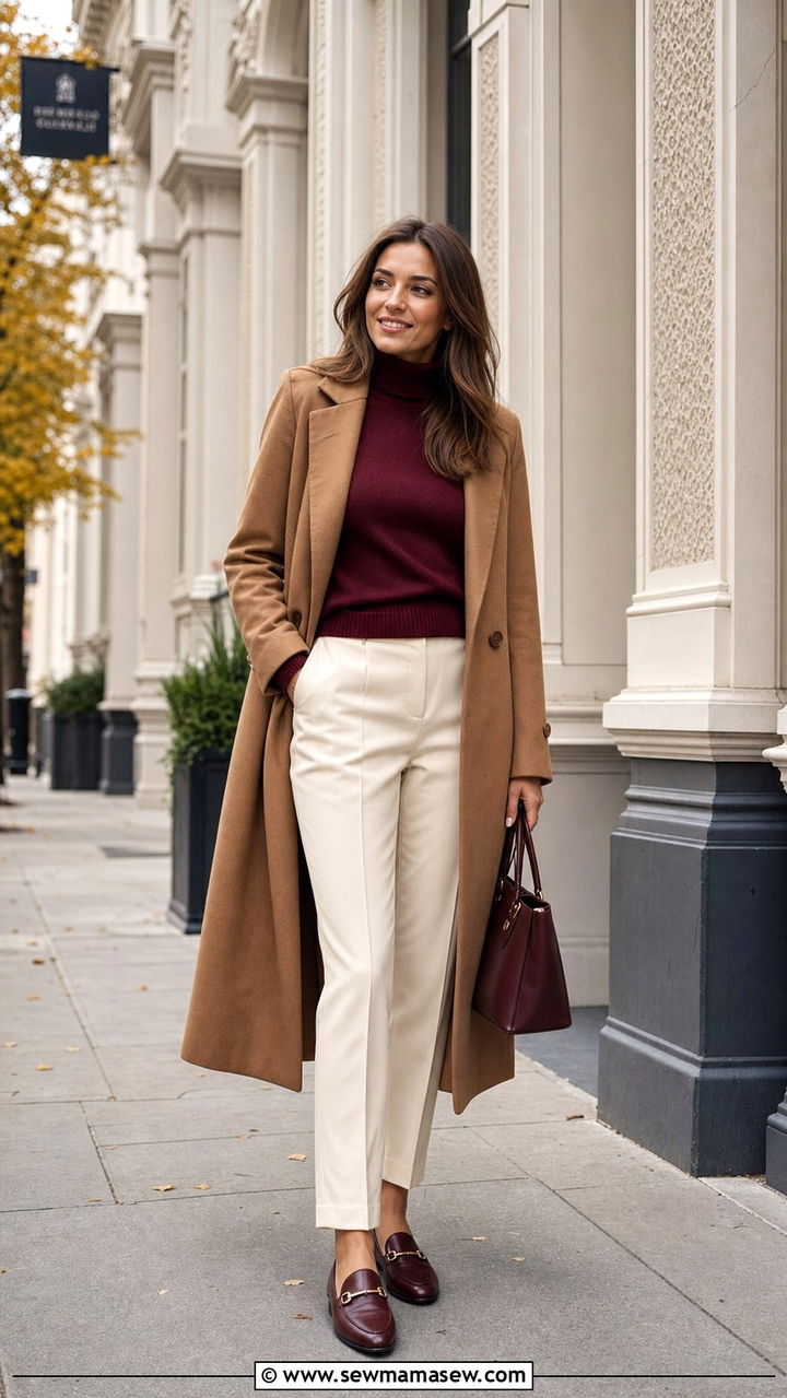 Burgundy and Camel Outfit - 35 Burgundy outfit ideas