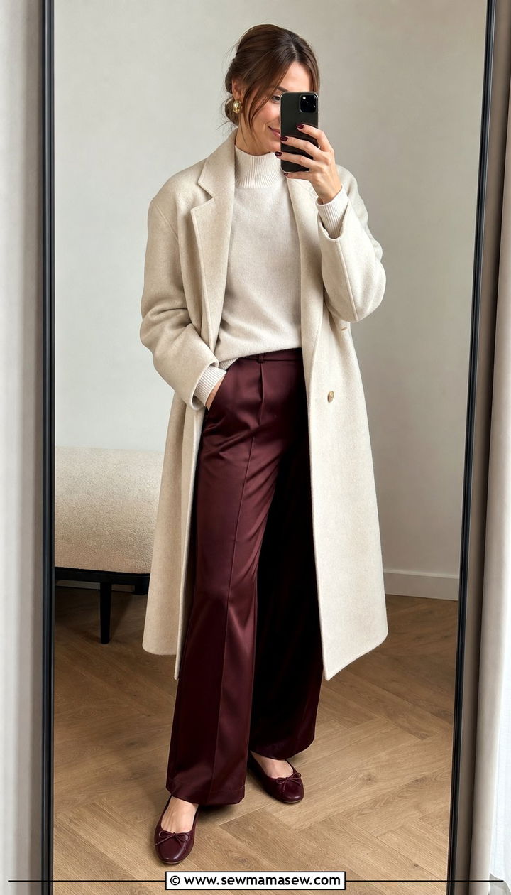 Burgundy and Cream Outfit - 35 Burgundy outfit ideas
