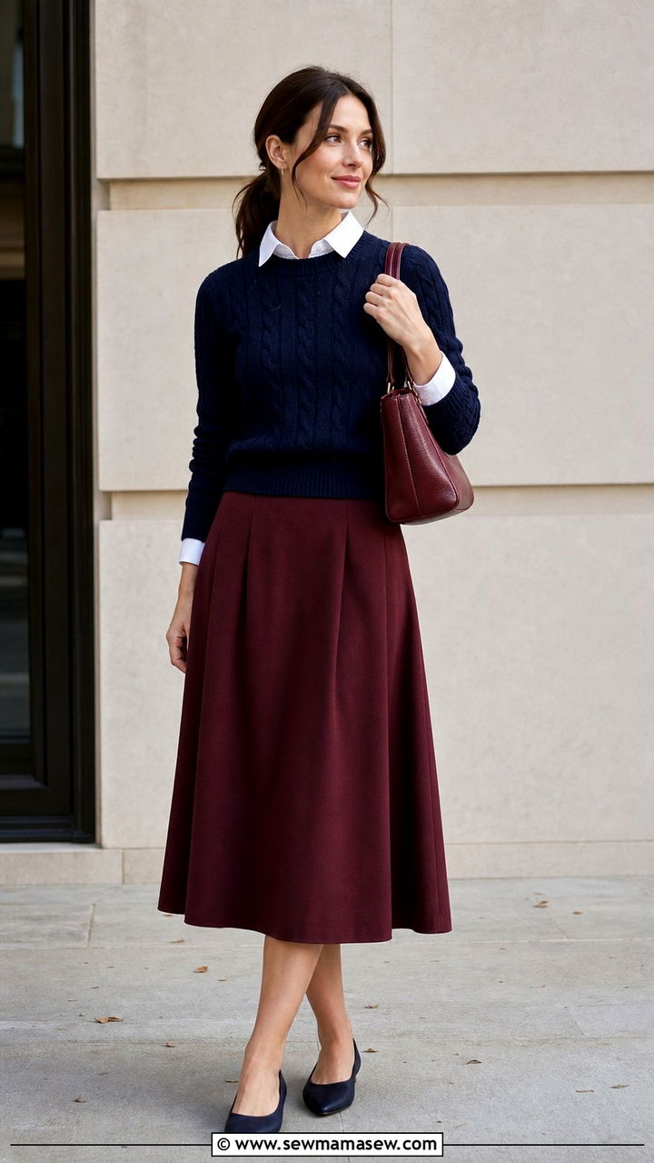 Burgundy and Navy Outfit - 35 Burgundy outfit ideas